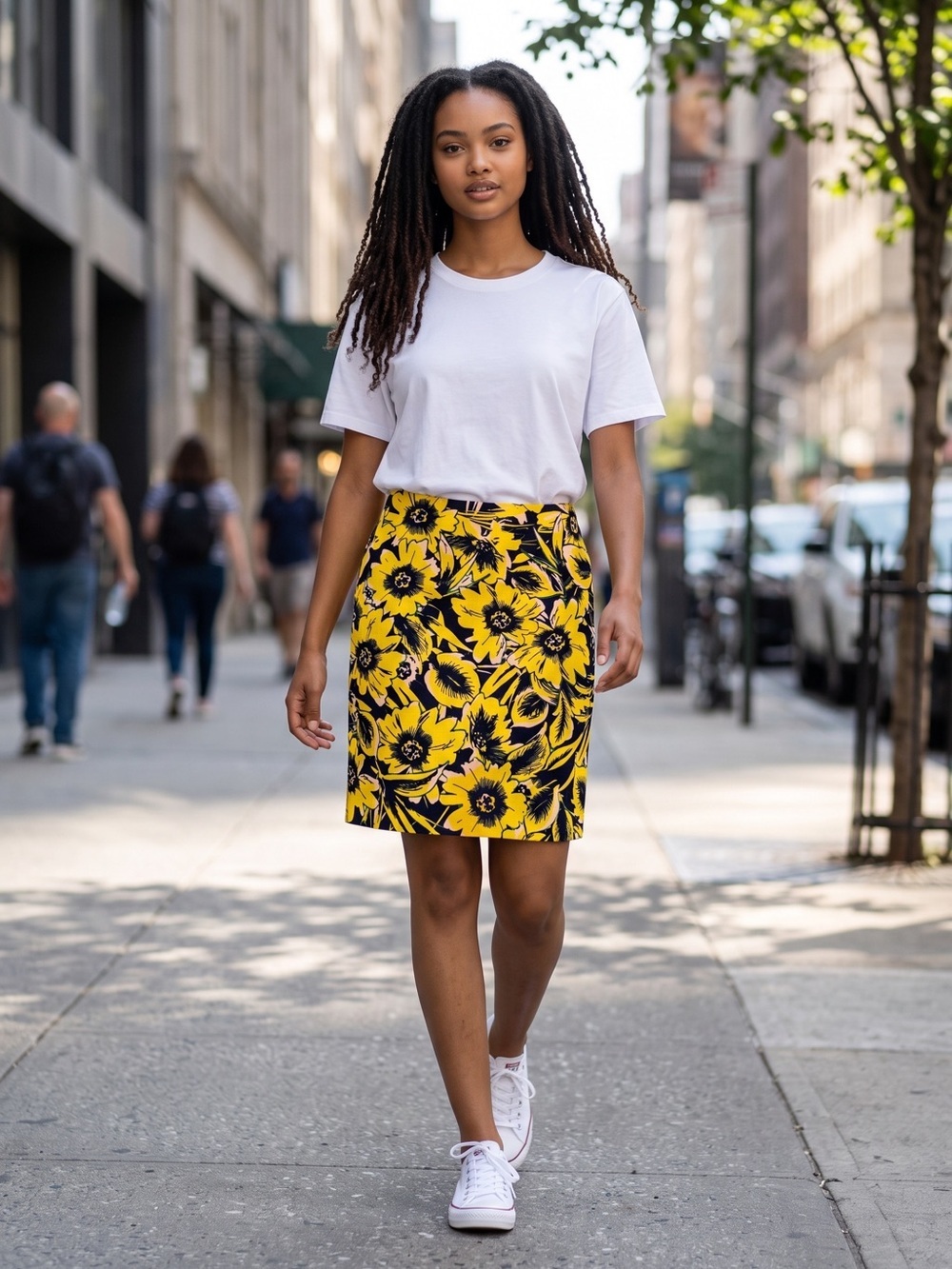 J. Crew Yellow and Black Floral Cotton Pencil Skirt Size 6